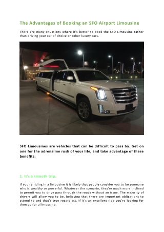 Advantages of booking an SFO Airport Limousine