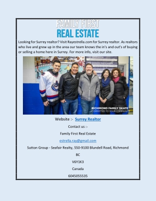 Surrey Realtor | Rayestrella.com