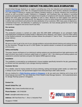 The Most Trusted Company for Shelving Rack in Singapore