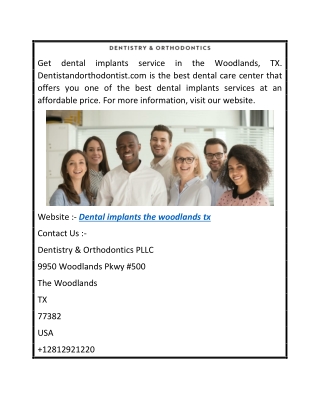 Dental Implants The Woodlands Tx  Dentistandorthodontist.com