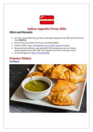 10% off - Indian Appetite Restaurant Ferny Hills menu, Qld