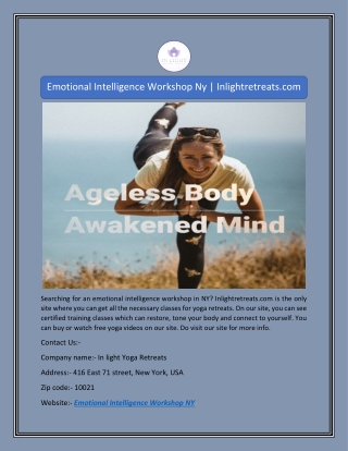 Emotional Intelligence Workshop Ny | Inlightretreats.com