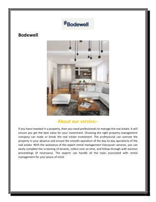 Rental Property Management Companies Vancouver | Bodewell