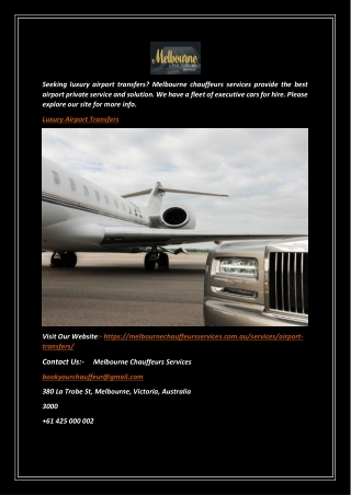 Luxury Airport Transfers | Melbourne chauffeurs services