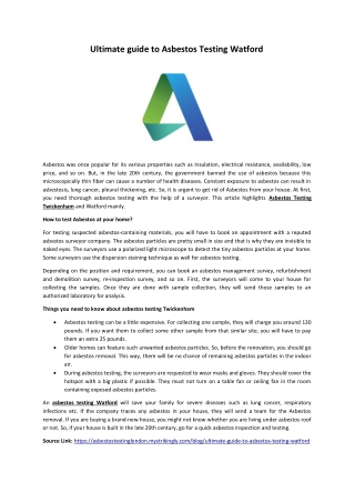 Ultimate guide to Asbestos Testing Watford