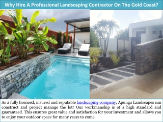 Why Hire A Professional Landscaping Contractor On The Gold Coast?