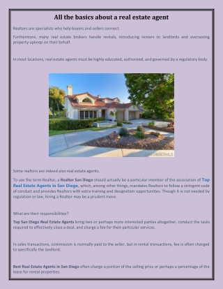 All the basics about a real estate agent