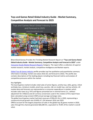 Toys and Games Retail Industry