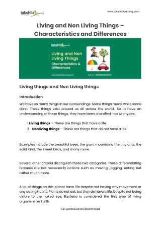 Living and Non Living Things - Characteristics and Differences