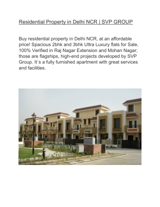 Residential Property in Delhi NCR | SVP GROUP