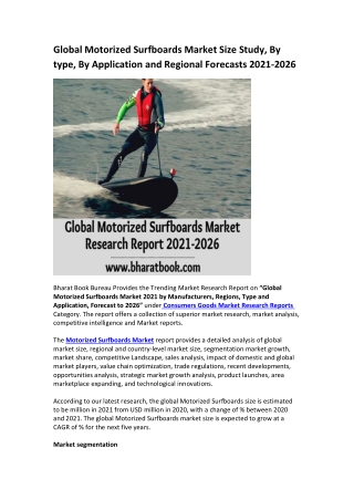 Global Motorized Surfboards Market Research Report 2021-2026