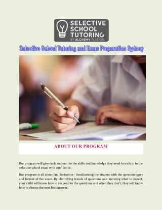 Selective School Tutoring and Exam Preparation Sydney