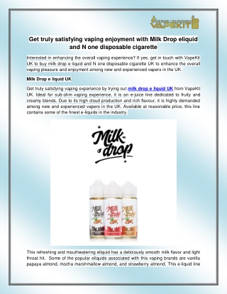 Milk Drop e liquid UK