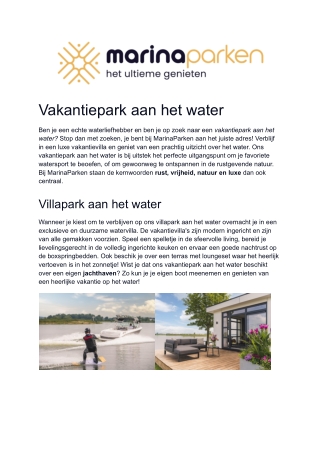 MarinaParken - Vakantiepark aan het water