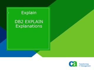 Explain DB2 EXPLAIN Explanations