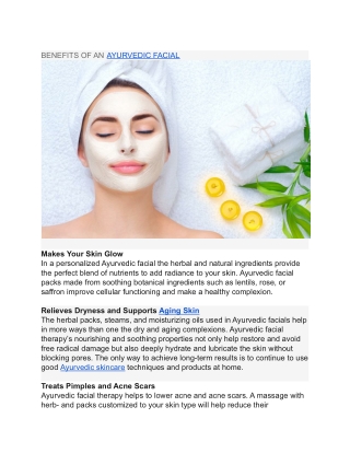 BENEFITS OF AN AYURVEDIC FACIAL