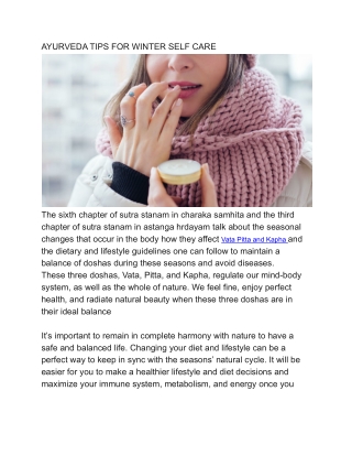 AYURVEDA TIPS FOR WINTER SELF CARE