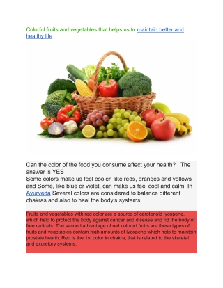 COLORFUL FOOD FOR HEALTHY LIFE