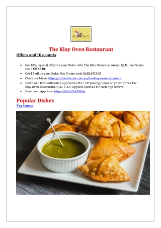 10% off - The Klay Oven Restaurant Menu Indian restaurant Brisbane, Qld