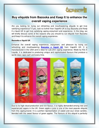 Bazooka e liquid UK