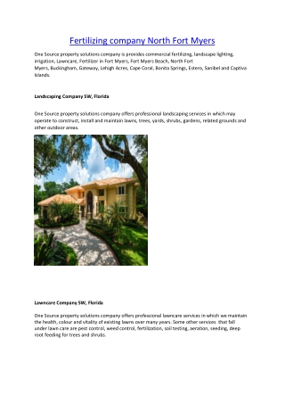 Fertilizing company North Fort Myers
