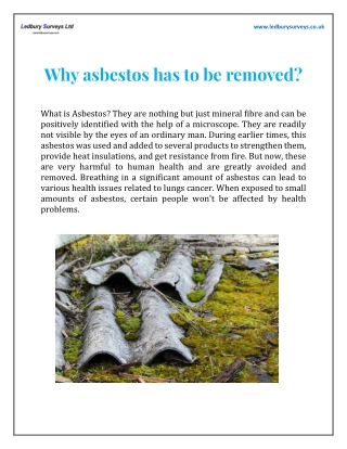 Why asbestos has to be removed ?