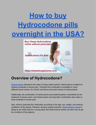 How to buy Hydrocodone pills overnight in the USA?