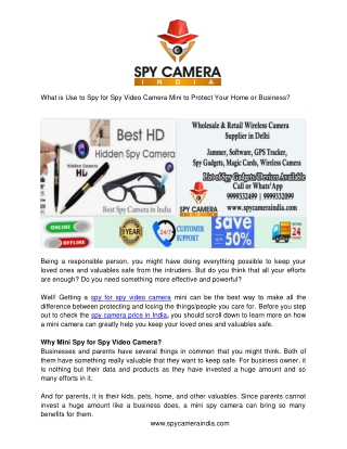 What is Use to Spy for Spy Video Camera Mini to Protect Your Home or Business