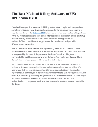 The Best Medical Billing Software of US:  DrChrono EMR