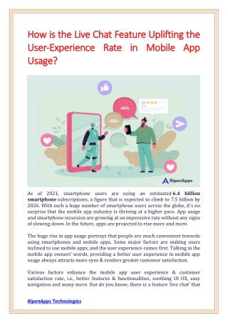 How is the Live Chat Feature Uplifting the User-Experience Rate in Mobile App Usage