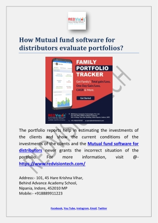 How Mutual fund software for distributors evaluate portfolios