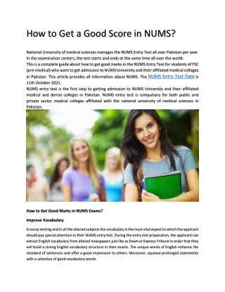 How to Get a Good Score in NUMS