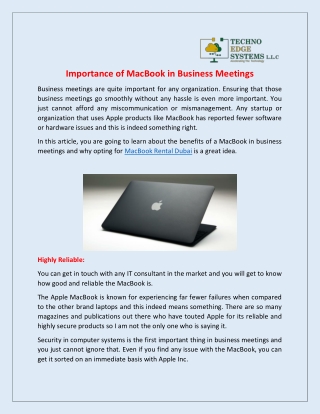 Importance of MacBook in Business Meetings