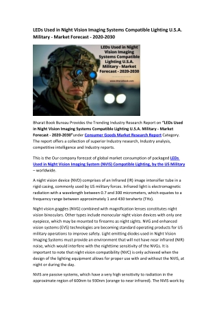 LEDs Used in NVIS Compatible Lighting U.S.A. Military Market Research Report