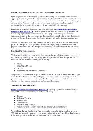 Brain tumors treatment in San Antonio TX