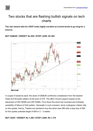 Two stocks that are flashing bullish signals on tech charts