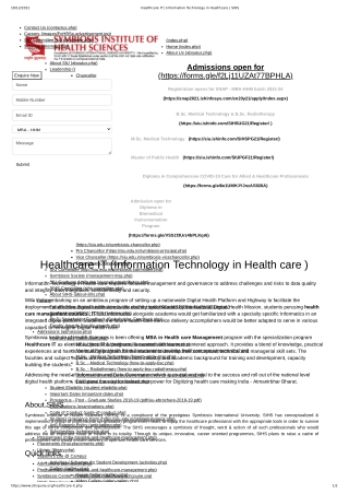 Healthcare IT _ Information Technology in Healthcare _ SIHS