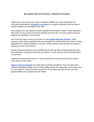 Buy Organic Skin Care Products - Glutathione Cosmetics