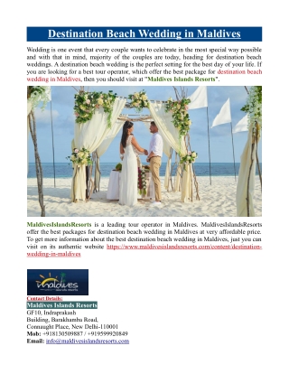 Destination Beach Wedding in Maldives