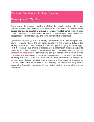 Dynamic Solutions of Open Source Development-Maintec