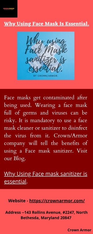 Essential Use Of A Face Mask Sanitizer.