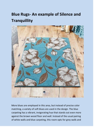 Blue Rugs- An example of Silence and Tranquillity