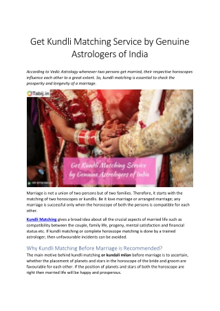 Get Kundli Matching Service by Genuine Astrologers of India-converted