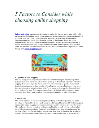 5 Factors to Consider while Choosing online shopping