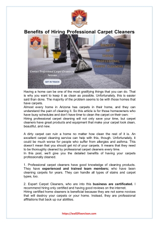 Benefits of Hiring Professional Carpet Cleaners