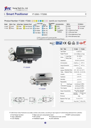 YTC YT-2500, YT-2550 Smart Valve Positioner - PDF File