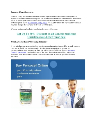 buy Percocet 10mg online for moderate to severe pain  Percocet 10mg