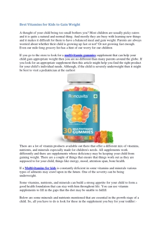 Best Multivitamins for Kids to Gain Weight and Improve Immunity