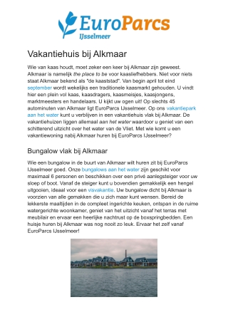 EuroParcs IJsselmeer - Vakantiehuis Alkmaar