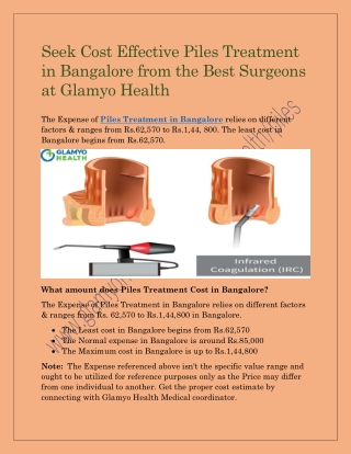 Seek Cost Effective Piles Treatment in Bangalore from the Best Surgeons at Glamyo Health
